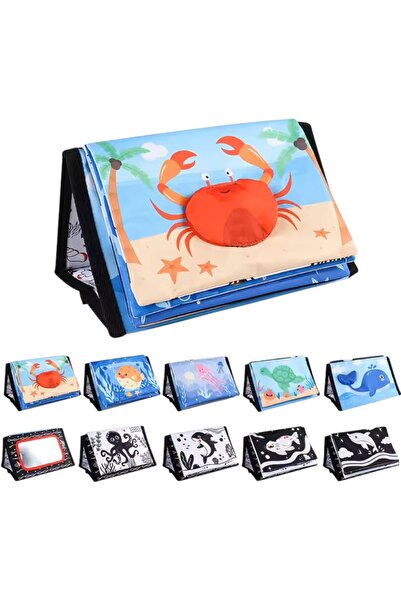 Red Crab Βρεφικό εκπαιδευτικό βιβλίο δραστηριοτήτων από μαλακό ύφασμα με καθρ...