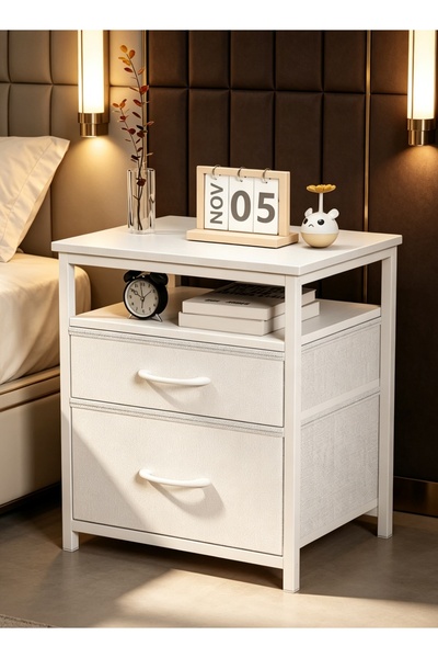 Bojasmiial Nightstand with 2 Drawers, Simple Bedside Table, Night Stand with ...