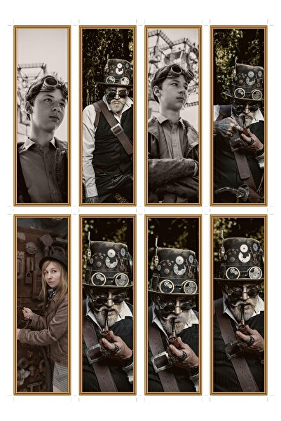 OEM Semne de carte Set de 8 Inventor Steampunk, Vintage Mecanic, Carton Premi...