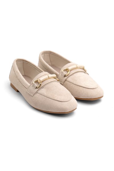 MAYA SHOES Kadın Günlük Loafer Babet Gold Tokalı