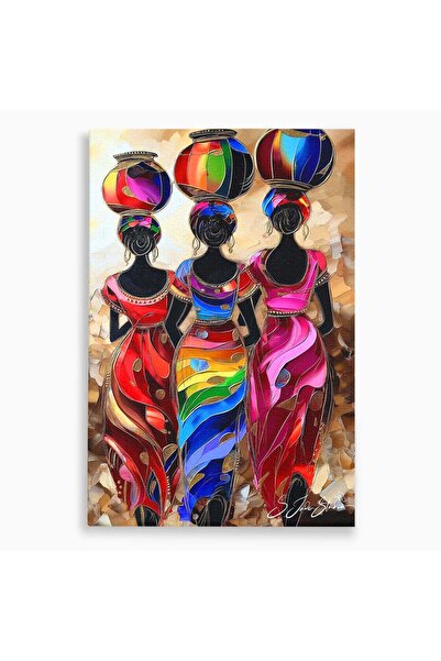 Luxcanva Tablou Canvas Femei Africane Cu Vase 50x70 cm pe Sasiu Lemn Femei Af...