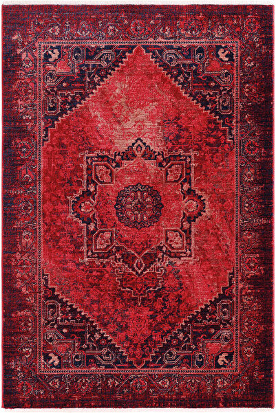 Cool Halı Türkmen Kırmızı Etnik Desenli Vintage Otantik Türk Halısı Retro Rus...