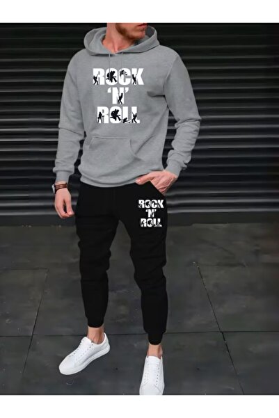 kealvi Men's Rock N Roll Printed Tracksuit Set Oversize 3-Strand Comfortable Fit