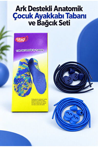 COMFORTSTEP Ark Destekli Çocuk Ayakkabı Tabanı ve Bağcık Set Mavi