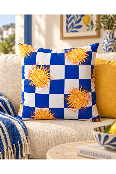 Modern Ev Dekorasyonu İçin Desenli Kırlent Kılıfı - 45x45 cm Fermuarlı
