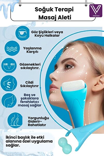 Soğuk Terapi Ice Roller 2 Başlıklı - Yüz & Göz Masaj Aleti, Çift Küreli Buz Silindiri