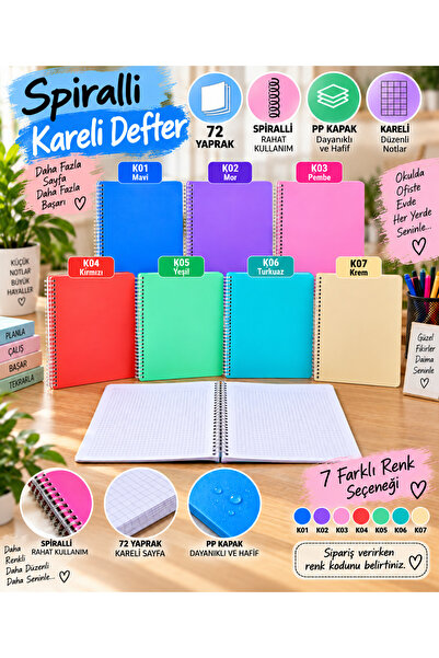 Generic Brand A4 Spiral Notebook 40 60 72 96 120 Sheets Lined Grid Notebook P...