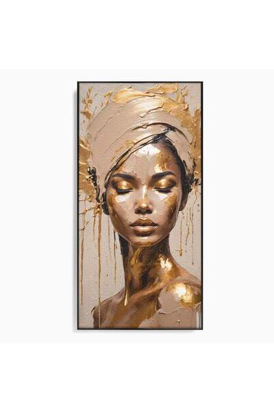 Luxcanva Tablou Canvas Portret Regal 50x100 cm cu Rama Negru Stralucire Femei...