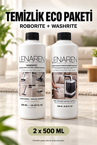 Lenaren Ecorite Paketi Roborite Robot Süpürge Şampuanı + Washrite Koltuk Yıka...