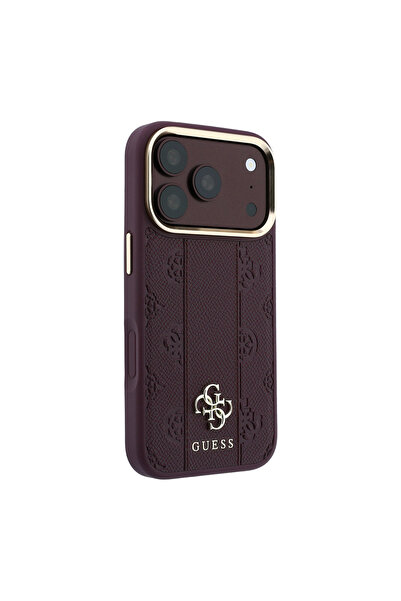 Guess iPhone 18 Pro Max Kılıf Lisanslı M-safeli Şeritli Peony 4G ve Yazı Logo...