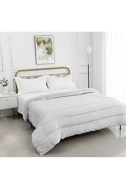 Silk Fashion Δαμασκηνό Καπιτονέ Πάπλωμα (170εκ x 220εκ) ανοιχτό γκρι
