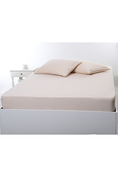 Silk Fashion Σεντόνι με λάστιχο ζέρσεϊ (160εκ x 200εκ + 35εκ) ανοιχτό μπεζ