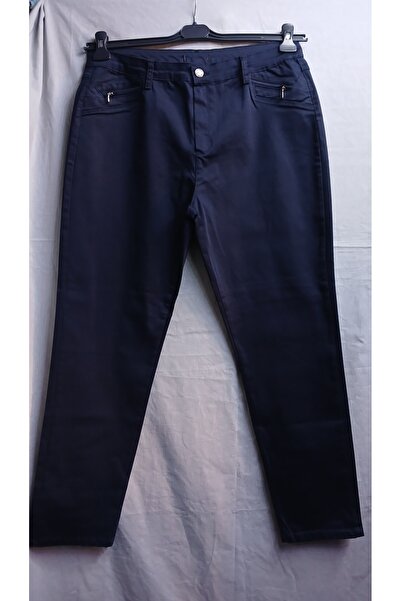 VİPP BÜYÜK BEDEN Women's Winter Navy Blue Gabardine Pants