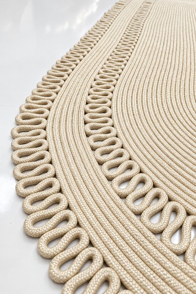 MaVaux Alessa Doğal Oval Hasır Jüt Kilim Oval Dekoratif Örgü Kilim – Modern Bohem Tasarım, Şık ve Doğal Görünüm, Salon, Mutfak ve Antre Kullanımı Desenli, Dekoratif, Kilim, Salon Çeyizlik, Hediyelik