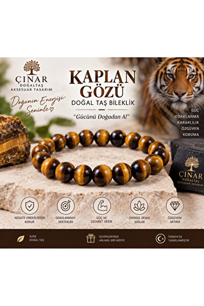 Generic Brand Çınar Doğaltaş Tiger's Eye 8 mm Natural Stone Bracelet – Specia...