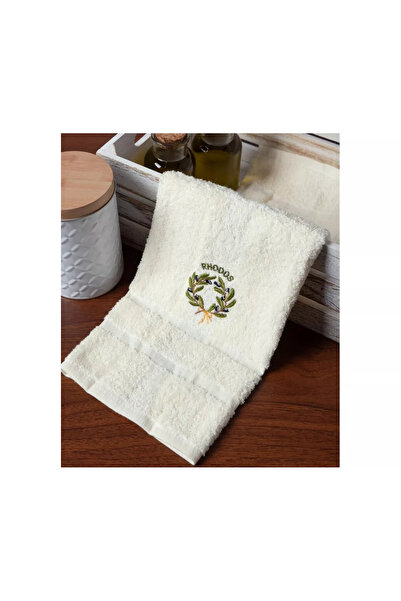 Silk Fashion Πετσέτα προσώπου (50εκ x 100εκ) Εκρού με Στεφάνι ΡΟΔΗ -