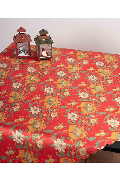 Silk Fashion Χριστουγεννιάτικο ράνερ (90εκ x 90εκ) 326 κόκκινες καμπάνες