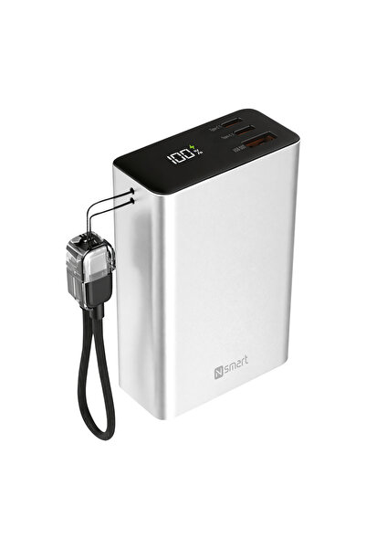 n-smart Nsmart X17 20000mAh 22.5W LCD Hızlı Şarj Powerbank - Gri