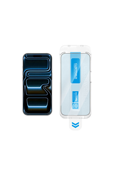 CaseWorld iPhone 18 Pro Max Applicator 2.5D Eyesafe Mavi Işık Teknolojili Saf...