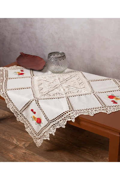Silk Fashion Τετράγωνο με πλέξη και απλικέ (90εκ x 90εκ) 030 φρούτα