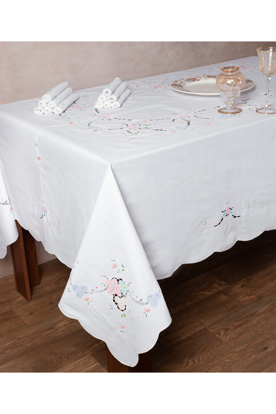 Silk Fashion Χειροποίητο κομμένο τραπεζομάντιλο 2778 (170εκ x 310εκ) λευκό