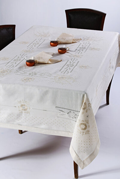 Silk Fashion Χειροποίητο τραπεζομάντιλο JX57B (170εκ x 270εκ) μπεζ