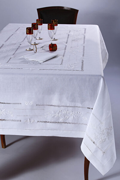 Silk Fashion Χειροποίητο τραπεζομάντιλο 717 (170εκ x 270εκ) λευκό