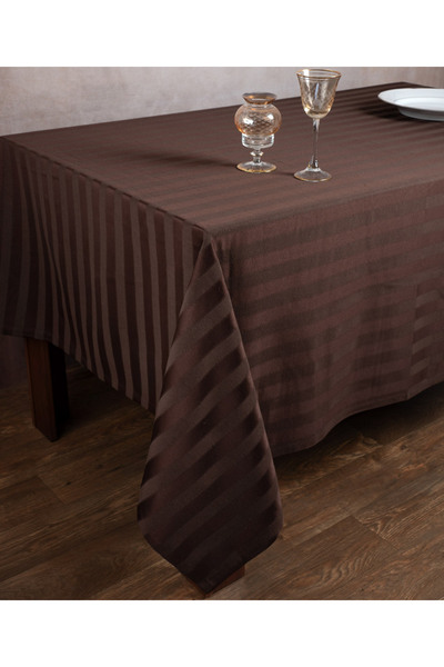 Silk Fashion Τραπεζομάντηλο ριγέ dimitra (130cm x 130cm) καφέ -