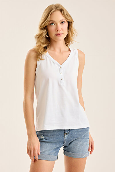 HomeStore Snap-Fasten V-Neck Tank Top