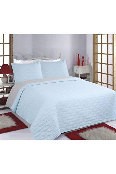 Silk Fashion Σετ κουβερλί (220εκ x 240εκ + 2 x 50εκ x 70εκ) ΡΟΥΜΠΙΝΙ ουρανί/γ...