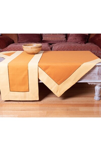 Silk Fashion Τραπεζομάντηλο (140εκ x 140εκ) bg17 κίτρινο/πορτοκαλί