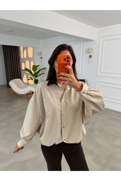 Elif Özbey Butik Taş Kadife Yaka Ekoseli Trenç