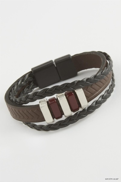 ZERO LAND Spt-Gld Magnetic Leather (144719) Bracelet Brown