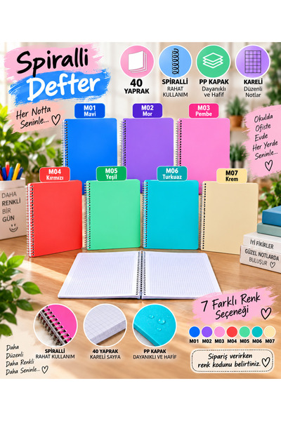 Generic Brand A4 Spiral Notebook 40 60 72 96 120 Sheets Lined Grid Notebook P...
