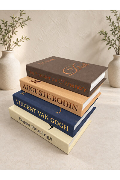 LUMEYA HOME 4’lü Dekoratif Kitap Kutu Seti – Van Gogh, Rodin, Dali ve Degas –...