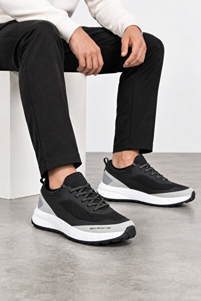 Cipher Erkek Bağcıklı Günlük Sneaker Spor Ayakkabı Siyah-Beyaz