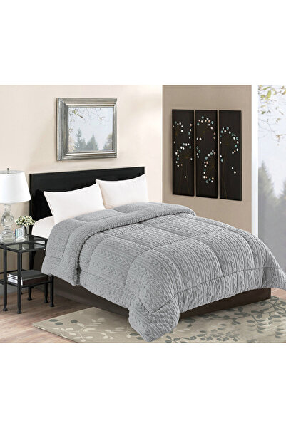 Silk Fashion Παπλωματοθήκη με πλέξη (220εκ x 240εκ) γκρι