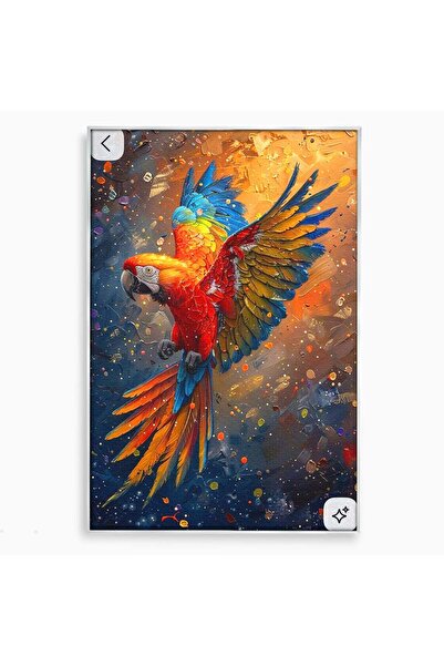 Luxcanva Tablou Canvas Papagal Exotic 50x70 cm cu Rama Argintiu Papagal Exoti...