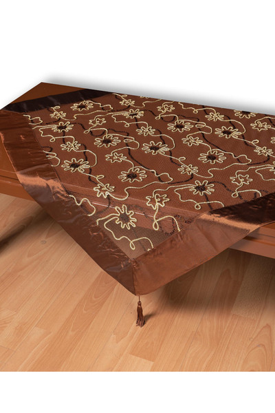 Silk Fashion Τούλινο Διακοσμητικό Πανί 7180 (85εκ x 85εκ) Καφέ