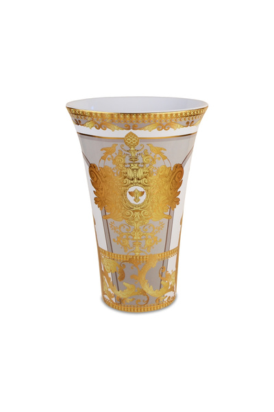 Baci Milano Minerva Altın Desenli Vizon Rengi Vazo D 18 cm, H 26 cm