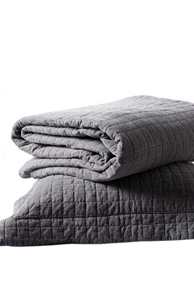 Silk Fashion Σετ κουβερλί (220εκ x 240εκ + 2 x 50εκ x 70εκ) ΓΚΡΙ ΠΕΤΡΟΠΛΥΜΕΝΟ -
