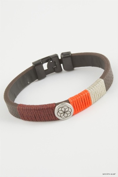 ZERO LAND Spt-Gld Floral Quality Faux Leather (13330) Bracelet Brown