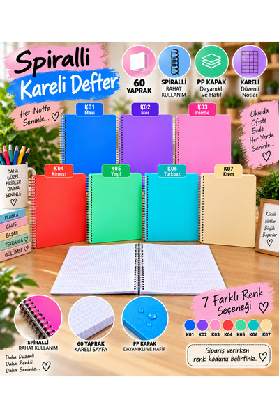 Generic Brand A4 Spiral Notebook 40 60 72 96 120 Sheets Lined Grid Notebook P...