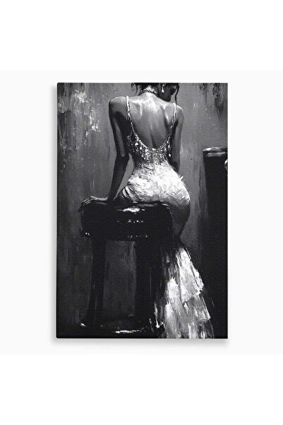 Luxcanva Tablou Canvas Eleganta In Negru 80x120 cm pe Sasiu Lemn Femeie Elega...