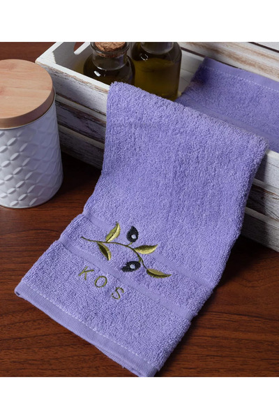 Silk Fashion Πετσέτα προσώπου (50cm x 100cm) λιλά με σχέδιο κλαδί KOS -