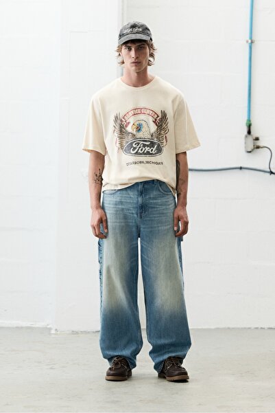 Pull & Bear Panel detaylı relaxed baggy jean