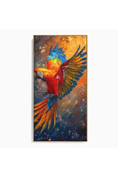 Luxcanva Tablou Canvas Papagal Exotic 60x120 cm cu Rama Auriu Papagal Exotic ...