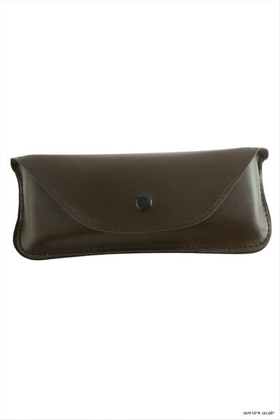 ZERO LAND Spt-Gld Vinlex Leather Eyeglass Case (220118), Brown.