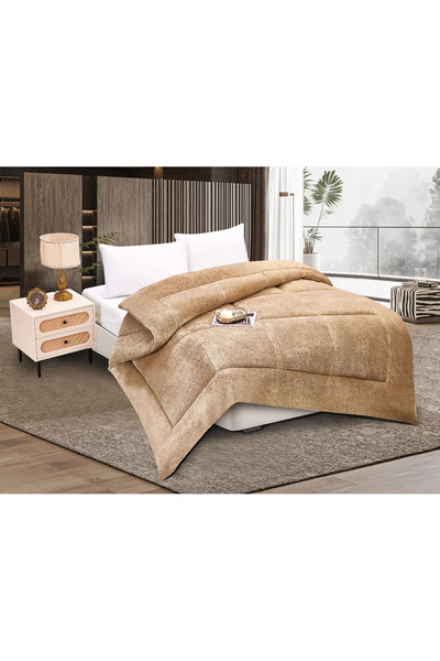 Silk Fashion Καπιτονέ κουβέρτα μονόχρωμη (220εκ x 240εκ) ανοιχτό καφέ -