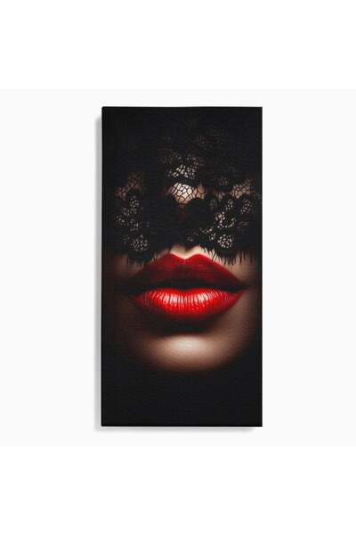 Luxcanva Tablou Canvas Misterul Buzei Rosii 60x120 cm pe Sasiu Lemn Portret M...